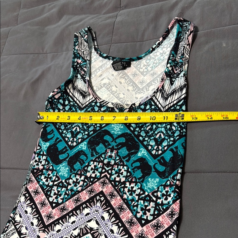 Rue21 Teal and Pink Elephant Print Tank Top - Picture 2 of 4